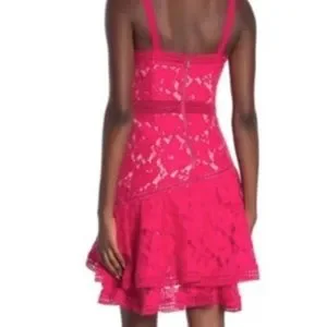 Alice Olivia Dresses Alice Olivia Angelita Layered Lace Lined Watermelon Pink Dress Poshmark